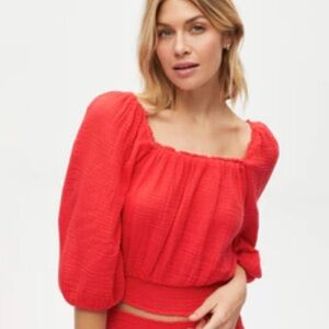 Michael Stars Kate Smocked Top Size Small